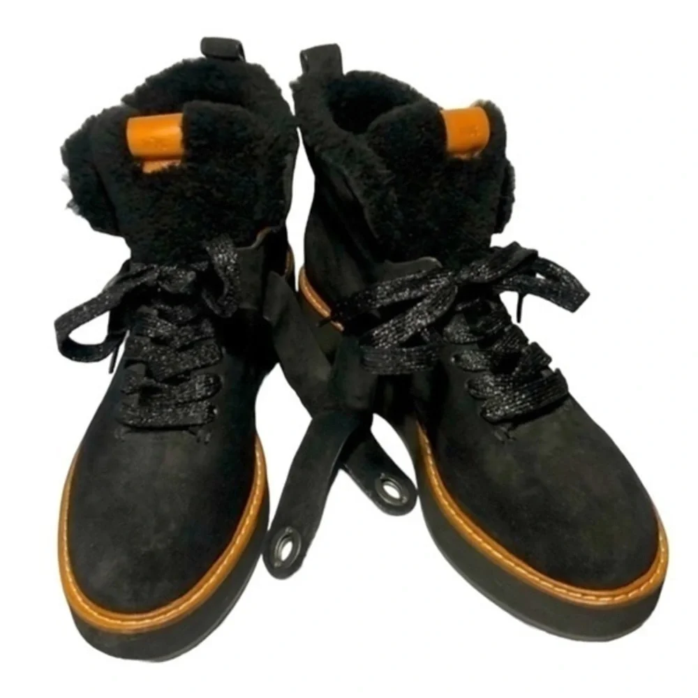 Coach Rex Wedge Platform Fur Booties